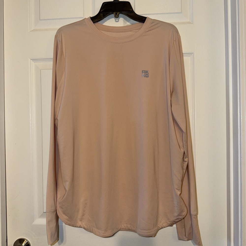 Women's XL Alaskan Hardgear Duluth Long Sleeve Crew Shirt Blush Pink Thumb Holes